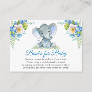 Carte D'accompagnement Elephant Blue Floral Baby showers Livres Pour Bébé