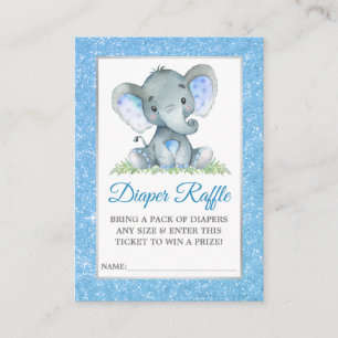 Carte D'accompagnement Eléphant Diaper Raffle Douche Parties scintillant