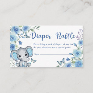 Carte D'accompagnement Eléphant Dusty Blue Rose Baby shower Déchets Raffl