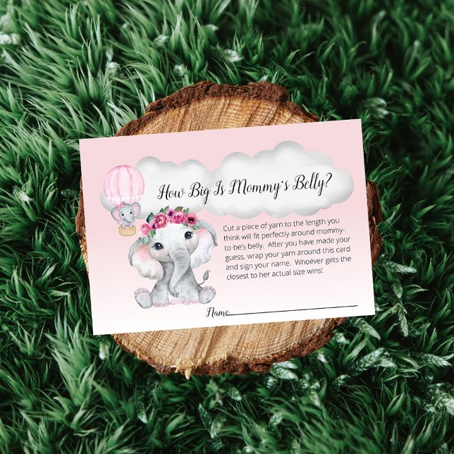 Carte D'accompagnement Elephant Hot Air Balloon Maman's Belly Taille bébé (Créateur téléchargé)