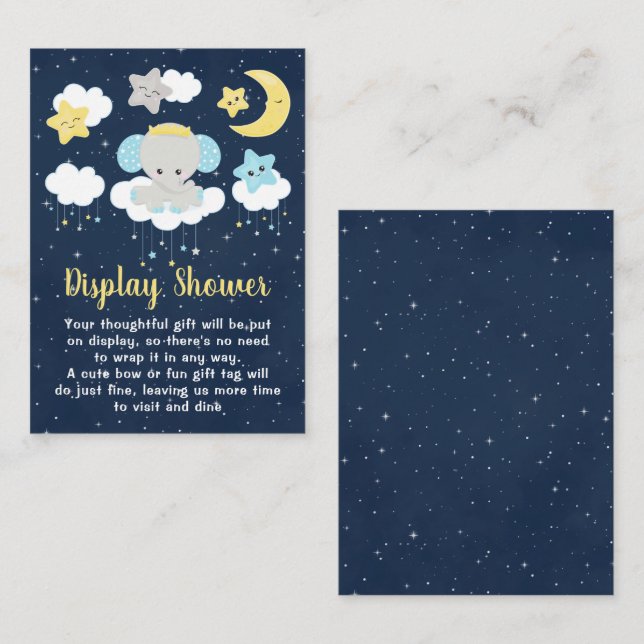 Carte D'accompagnement Eléphant Jaune et Baby shower d'affichage de la ma (Devant / Derrière)