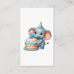 Carte D'accompagnement Éléphant Mignon 2ème Anniversaire