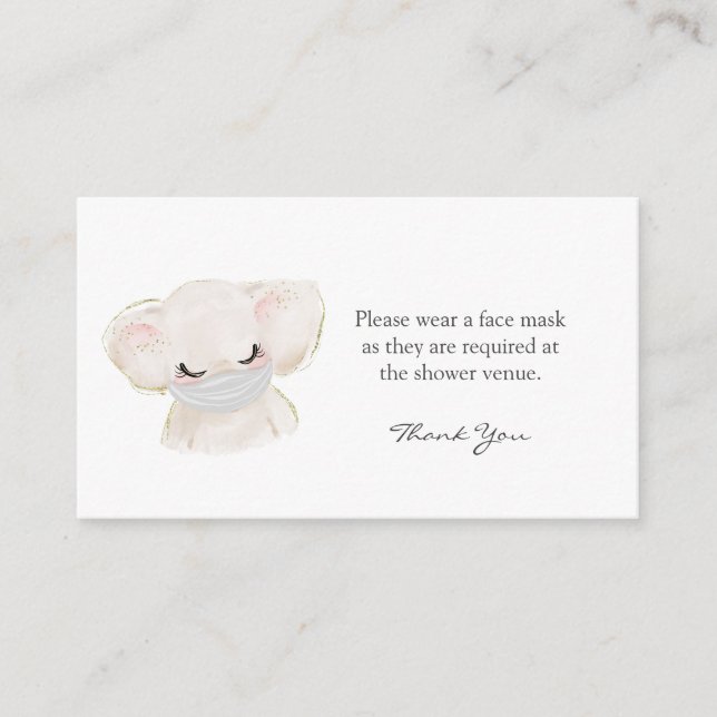 Carte D'accompagnement Eléphant porter un masque facial Baby shower (Devant)