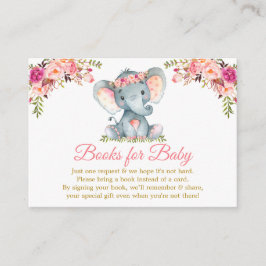 Carte D'accompagnement Eléphant Rose Floral Livres Pour Baby shower Or
