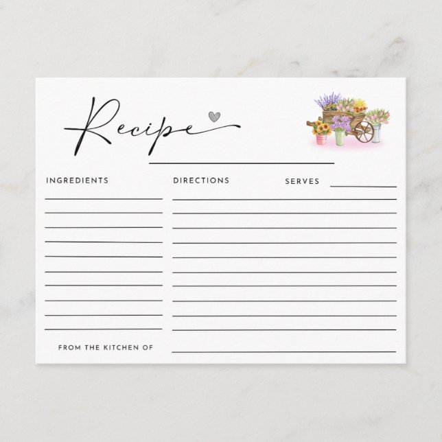 CARTE D'ACCOMPAGNEMENT ELLE EST FRAÎCHE DU RECETTE FLORALE DU MARCHÉ (Devant)