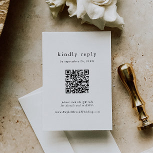 Carte D'accompagnement EMELIA QR Code Simple Moderne Boho Wedding RSVP