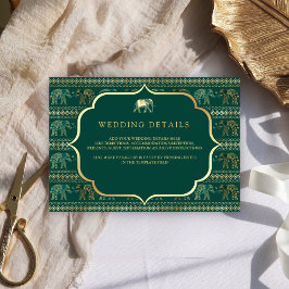 Carte D'accompagnement Emerald and Gold Elephant Mariage indien Détails