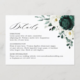 Carte D'accompagnement Emerald Green Eucalyptus Blanc Floral Mariage