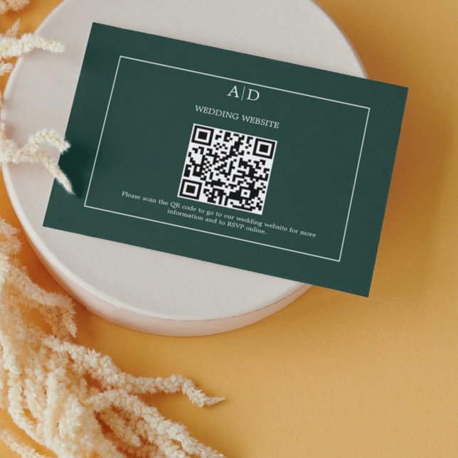 Carte D'accompagnement Emerald Green Mariage Qr Code Mariage (Créateur téléchargé)