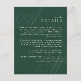 Carte D'accompagnement Emerald Green Modern Edge Élégant Monogramme Détai