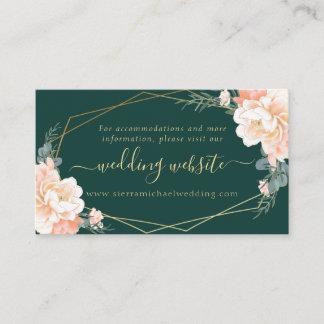 Carte D'accompagnement Emerald Green Peach Gold Floral Mariage Website