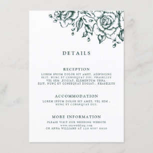 Carte D'accompagnement Emerald Greenery Mariage botanique Vintage Détails