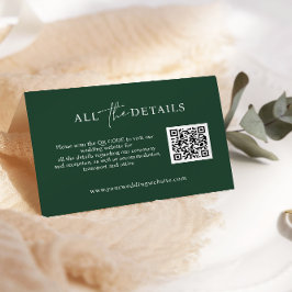 Carte D'accompagnement Emerald Script simple QR Code Mariage Détail
