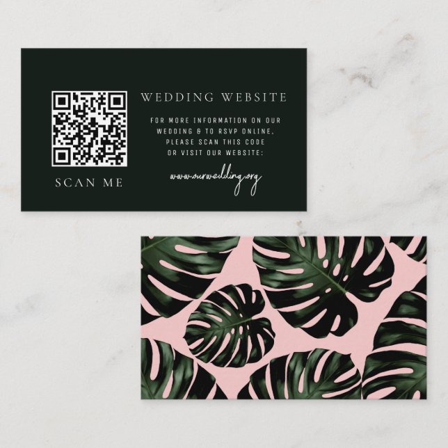 Carte D'accompagnement Emerald Tropical QR code RSVP Mariage Website (Devant / Derrière)