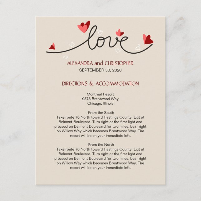 Carte D'accompagnement En Amour Simples Instructions De Texte Élégantes (Devant)
