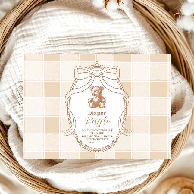 Carte D'accompagnement en vichy Français Teddy Bear Diapper Raffer (Créateur téléchargé)