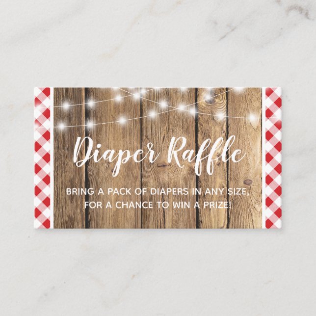 Carte D'accompagnement En vichy rouge Baby shower rustique  de couches (Devant)