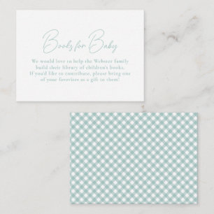 Carte D'accompagnement en vichy turquoises livres mignons pour baby showe