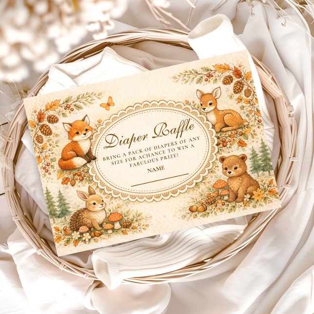 Carte D'accompagnement Enchanted Woodland Animals Diapper Raffle (Créateur téléchargé)