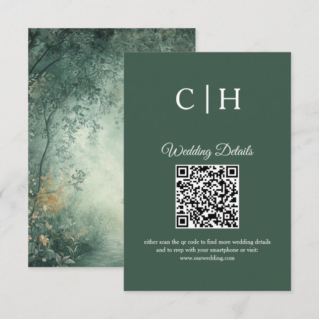 Carte D'accompagnement Enchanting Forest QR Code Wedding Enclosure (Devant / Derrière)