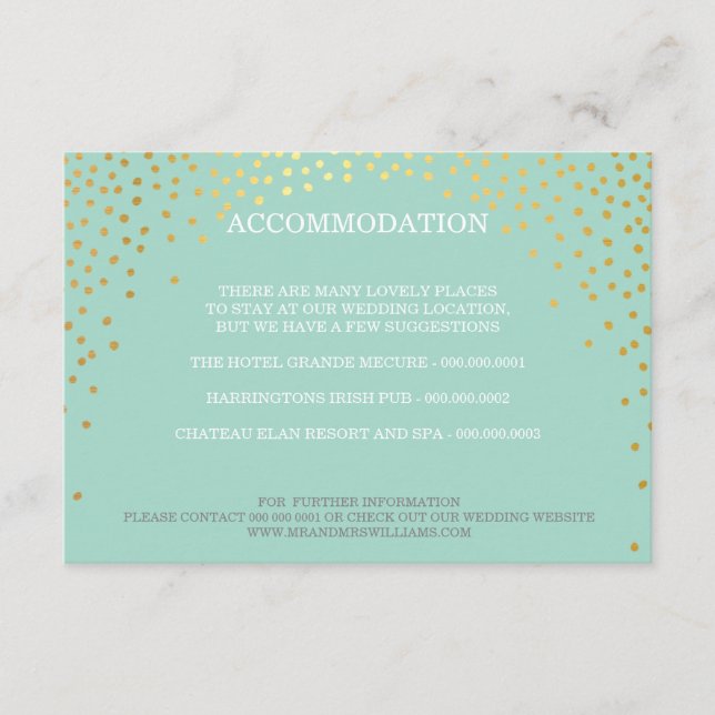 Carte D'accompagnement ENCLOS chic rustique mini confetti menthe or (Devant)