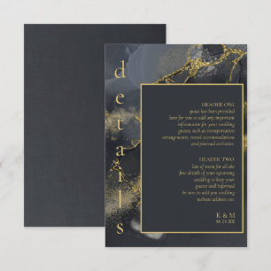 Carte D'accompagnement Encre Moody Charbon Or Abstrait Détails ID988