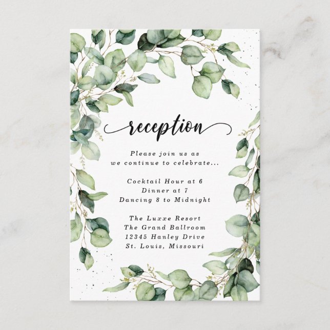 Carte D'accompagnement Enveloppe de réception aquarelle Eucalyptus Gold C (Devant)