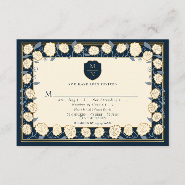 Carte D'accompagnement Epée & Bouclier Imaginaire médiéval Mariage RSVP B (Devant)