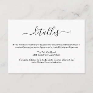 Carte D'accompagnement Espagnol Moderne Bianco Y Negro Boda Détail