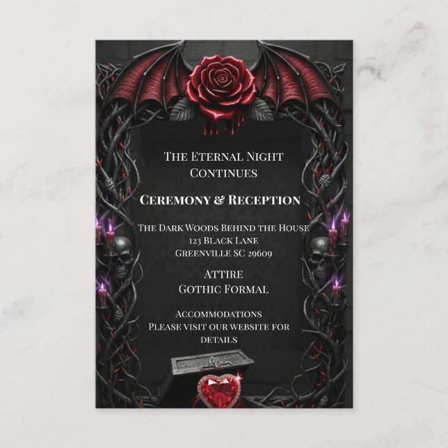Carte D'accompagnement Eternal Night Gothic Vampire Wedding Dark Romance (Devant)