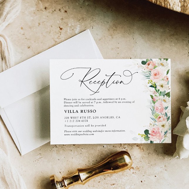 Carte D'accompagnement Ethereal Blush Rose Roes Mariage Réception (Créateur téléchargé)