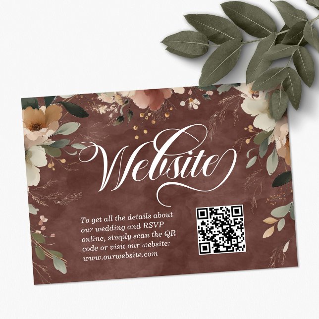 Carte D'accompagnement Ethereal Elegance Garnet Site Mariage QR Code (Scan, RSVP, celebrate—our QR code cards elegantly connect guests to your wedding details.)