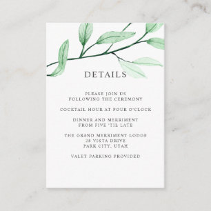 Carte D'accompagnement Ethereal green MARIAGE détail de l'hôtel Hébergeme