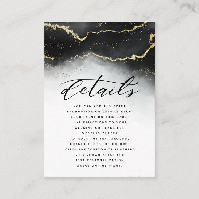 Carte D'accompagnement Ethereal Mist Ombre Black Moody Détails du Mariage (Devant)