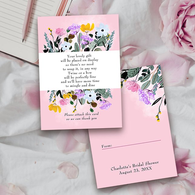 Carte D'accompagnement Étiquette Cadeau Pelon de Fleurs Sauvages Jolies s (Display shower 2-in-1 insert card and gift tag from my Wildflower Lawn Collection.)
