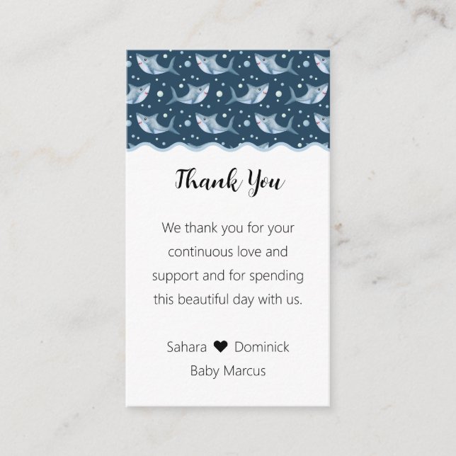 Carte D'accompagnement Étiquette Favoriser le Merci de Baby shower de req (Devant)
