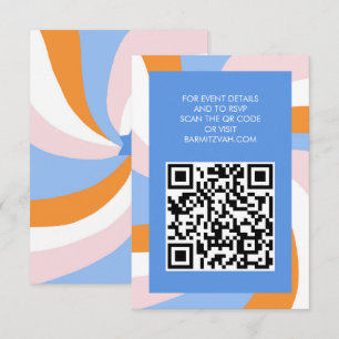 Carte D'accompagnement Étoile moderne de David QR Code Bar Bat mitzvah