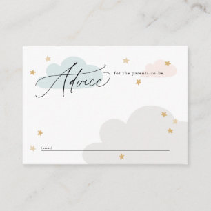 Carte D'accompagnement Etoiles et nuages Baby shower coloré Conseils