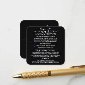 Carte D'accompagnement Étoiles Violettes Personnalisées Détails Noirs