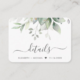 Carte D'accompagnement Eucalyptus Aquarelle QR Code Détails du Mariage