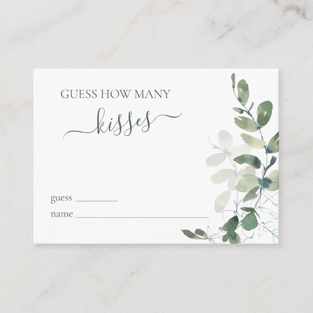 Carte D'accompagnement Eucalyptus Bridal Shower Guess How Many Game (Devant)