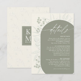 Carte D'accompagnement Eucalyptus Couleurs tonalités Mariage Détails Grn 