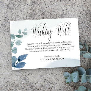 Carte D'accompagnement Eucalyptus Dusté Aquarelle Mariage Wishing well