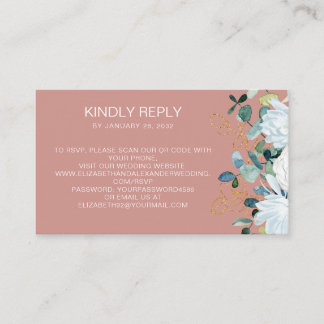 Carte D'accompagnement Eucalyptus et fleurs blanches QR Code en ligne RSV