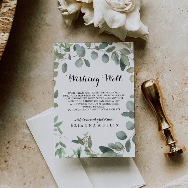 Carte D'accompagnement Eucalyptus Foliage délice Mariage Wishing well (Créateur téléchargé)