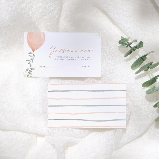 Carte D'accompagnement Eucalyptus Green Balloon Devine Combien (Créateur téléchargé)