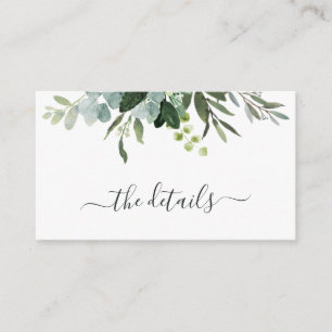 Carte D'accompagnement Eucalyptus Green Foliage Détails du Mariage