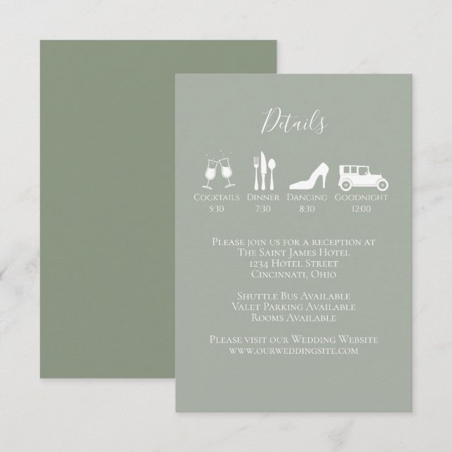 Carte D'accompagnement Eucalyptus Green Foliage Détails simples (Devant / Derrière)