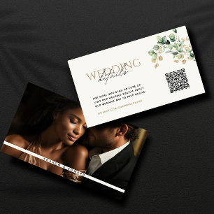 Carte D'accompagnement Eucalyptus Green & Gold Photo QR Code Mariage RSVP
