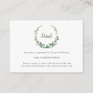 Carte D'accompagnement Eucalyptus Green Wreath Détails de la Fête des mar